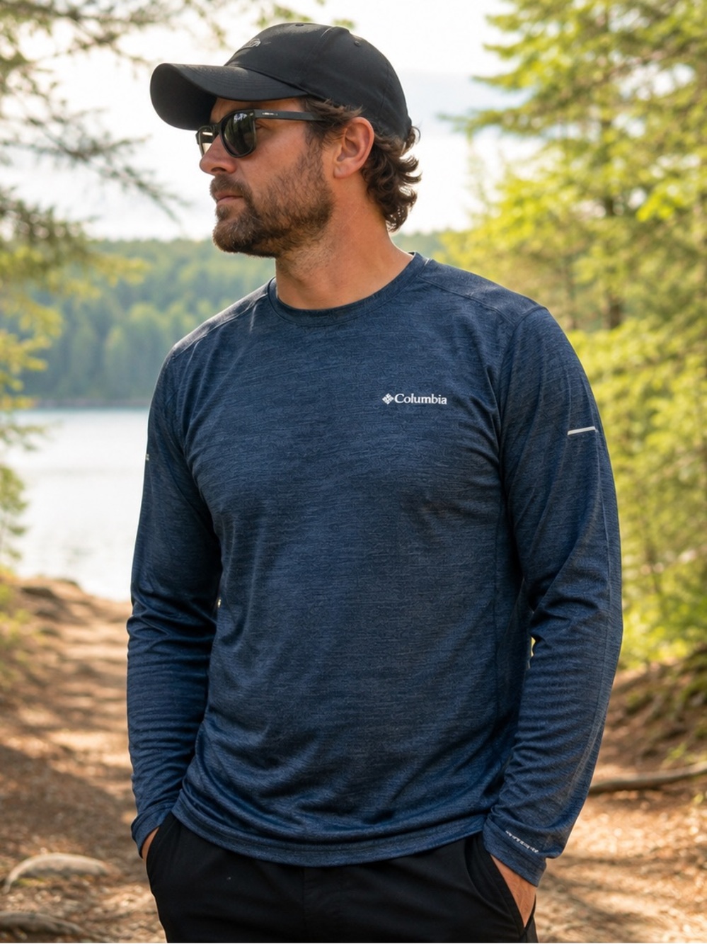 Columbia Omni-Freeze Men’s M Long Sleeve Performance Shirt Blue Running Outdoor